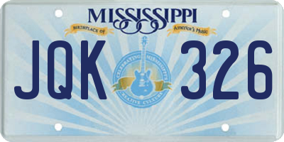 MS license plate JQK326