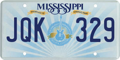 MS license plate JQK329
