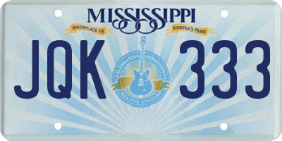 MS license plate JQK333