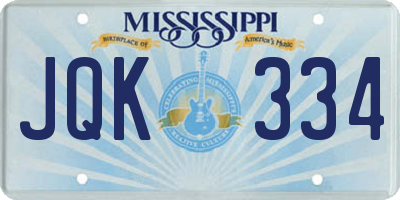 MS license plate JQK334