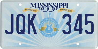 MS license plate JQK345