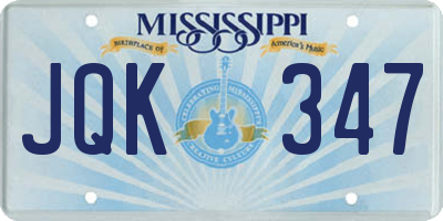 MS license plate JQK347