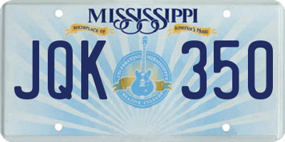 MS license plate JQK350