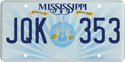 MS license plate JQK353