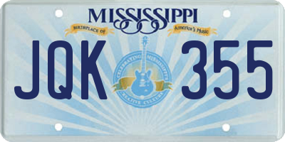 MS license plate JQK355