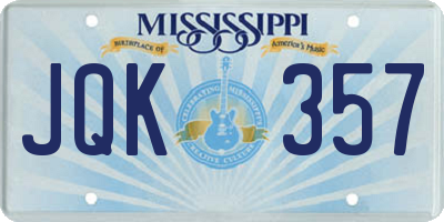 MS license plate JQK357