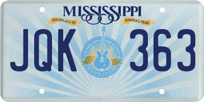 MS license plate JQK363