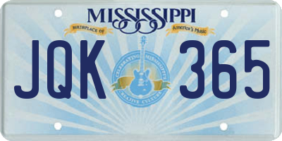 MS license plate JQK365