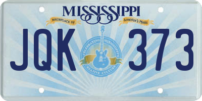 MS license plate JQK373