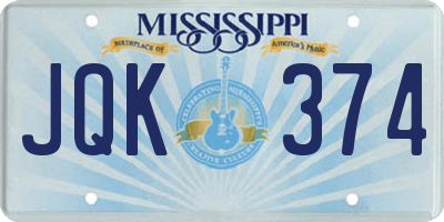 MS license plate JQK374