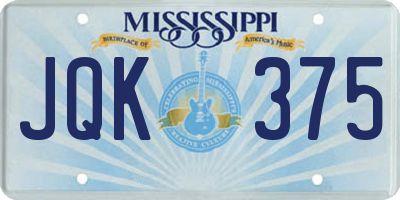 MS license plate JQK375