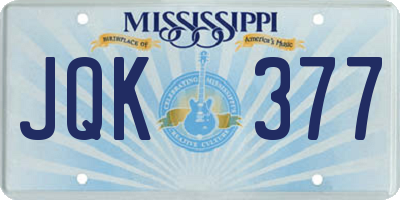 MS license plate JQK377