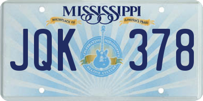 MS license plate JQK378