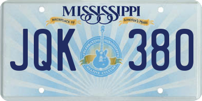 MS license plate JQK380