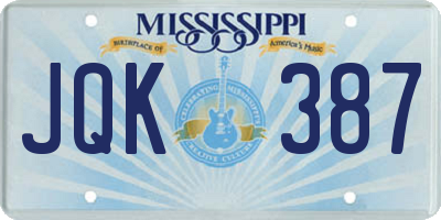 MS license plate JQK387