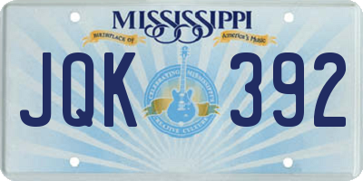 MS license plate JQK392