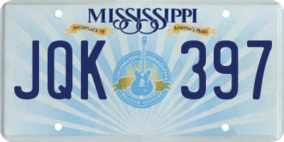 MS license plate JQK397