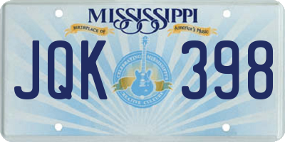 MS license plate JQK398