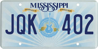 MS license plate JQK402