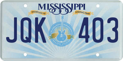 MS license plate JQK403