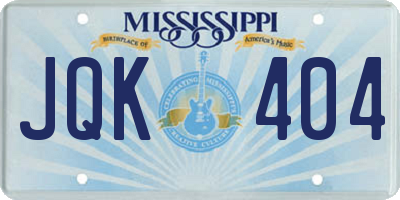 MS license plate JQK404