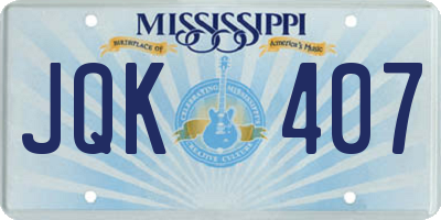 MS license plate JQK407