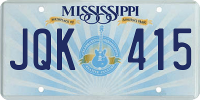 MS license plate JQK415