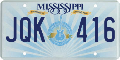 MS license plate JQK416