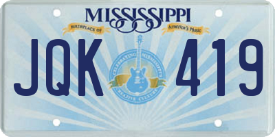 MS license plate JQK419