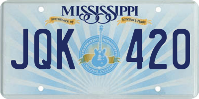 MS license plate JQK420