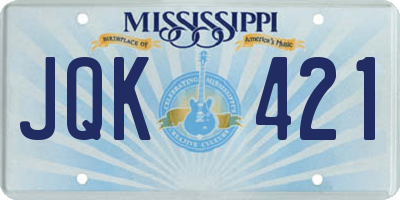 MS license plate JQK421