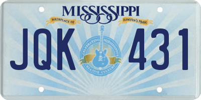 MS license plate JQK431