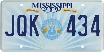 MS license plate JQK434