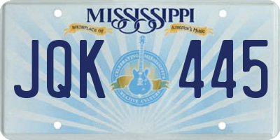 MS license plate JQK445