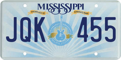 MS license plate JQK455