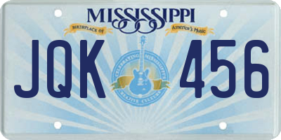 MS license plate JQK456