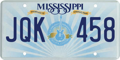 MS license plate JQK458