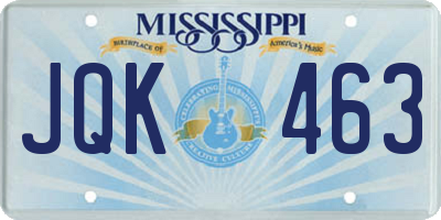 MS license plate JQK463