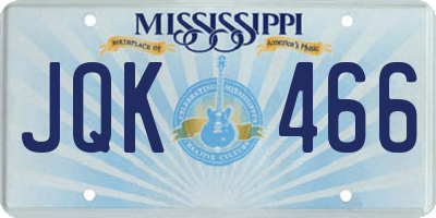 MS license plate JQK466