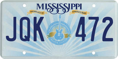 MS license plate JQK472