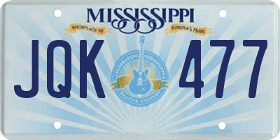 MS license plate JQK477