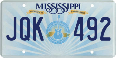 MS license plate JQK492
