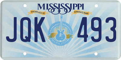 MS license plate JQK493