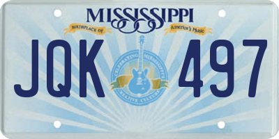 MS license plate JQK497