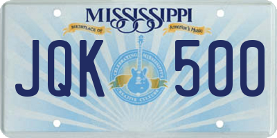 MS license plate JQK500