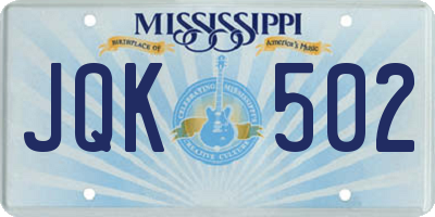 MS license plate JQK502