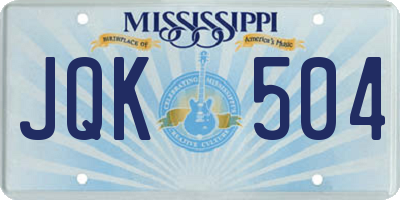 MS license plate JQK504