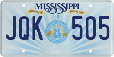 MS license plate JQK505
