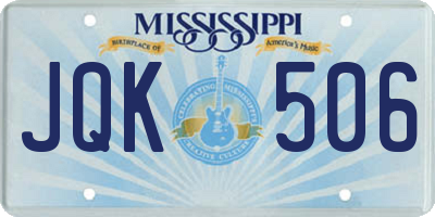 MS license plate JQK506
