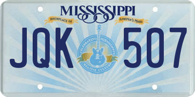 MS license plate JQK507